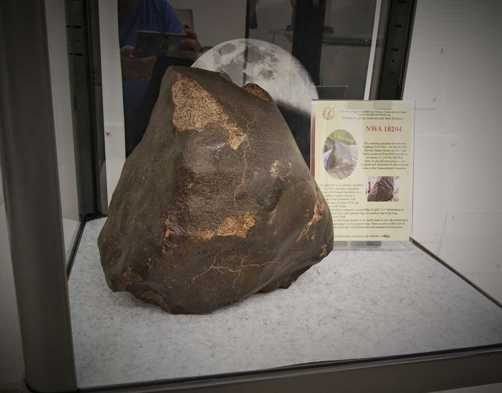 Meteorite thin section under microscope