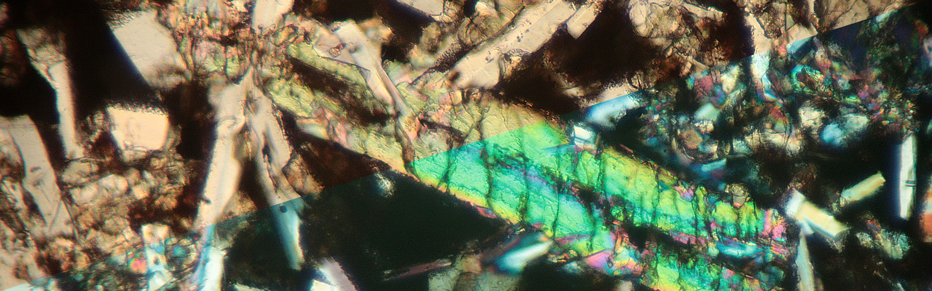 Meteorite thin section under the microscope